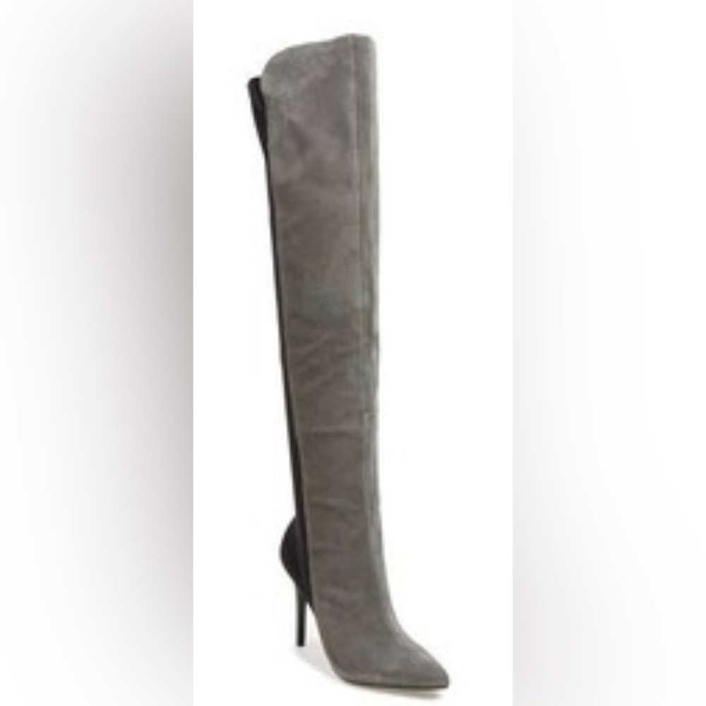 Charles David | Grey Suede & Black Neoprene‎ Over-the-Knee Boots, 8 - Picture 3 of 14